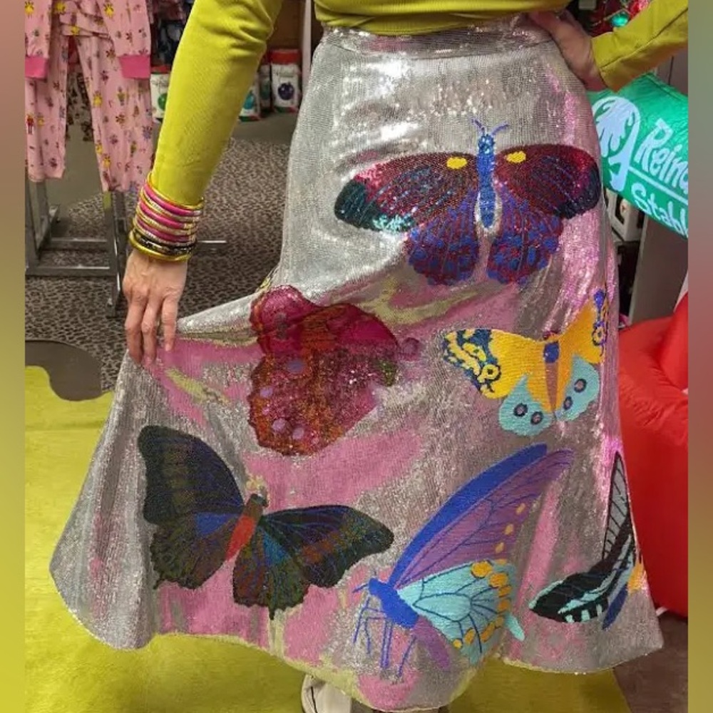 QOS NWT Butterfly Sequin Skirt.